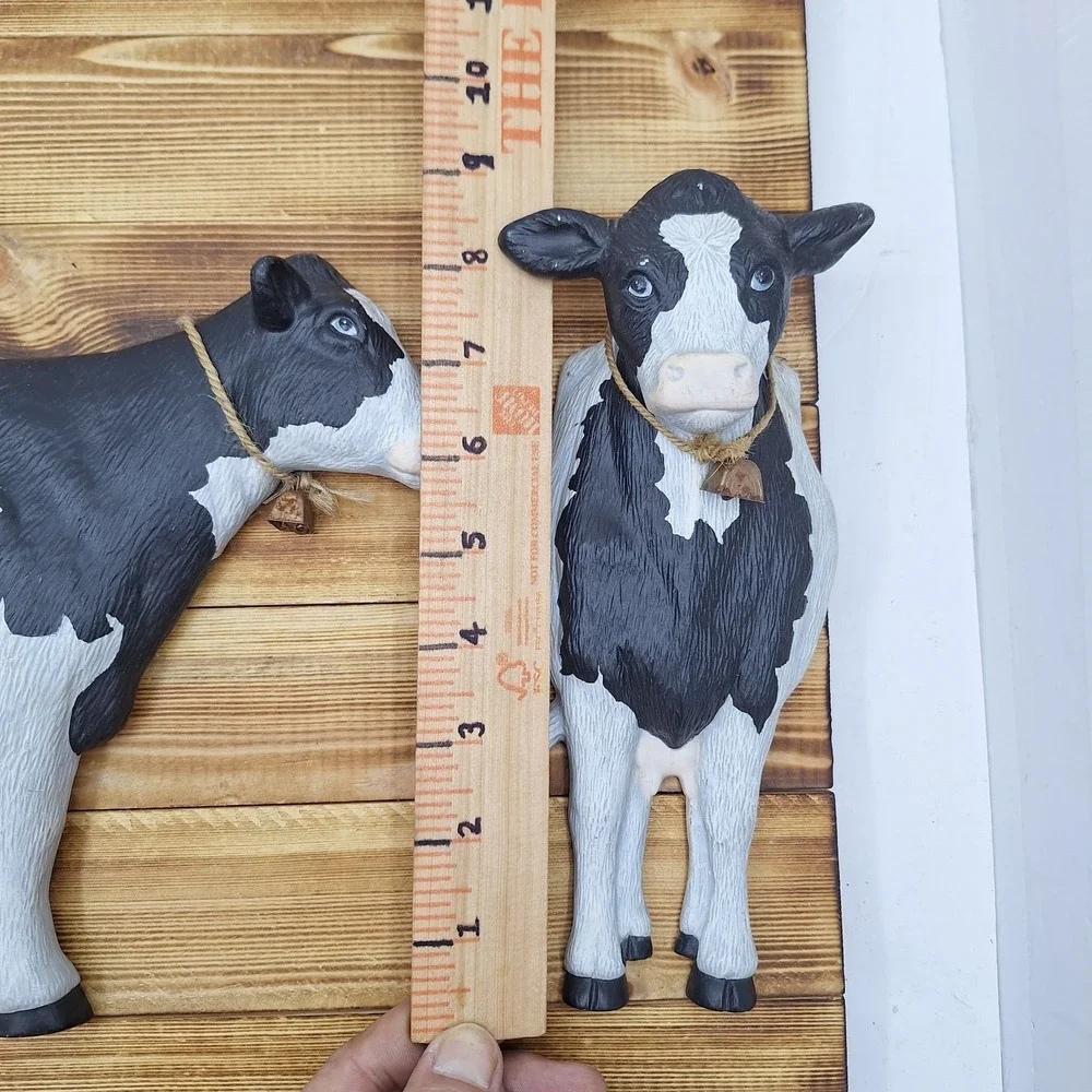 Vintage‎ Set Of 2 Black And White Cow Wall Decor Bells 3D Raised